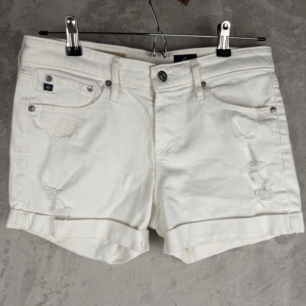 AG Adriano Goldschmied The Hailey Ex-Boyfriend Roll-Up White Shorts 27